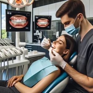 Conyers dentist applying dental veneers, showing each step of the procedure.